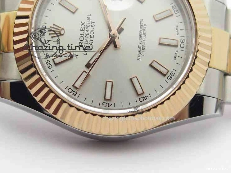 0127 DateJust II 41mm SS RG BP Maker Best Edition Silver Sticks Dial On SS RG Bracelet SA Comfortable 3716